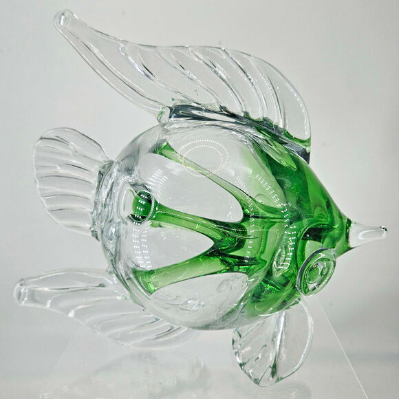 Hand Blown Art Glass Spirit Tree Embossed Witch Ball orb fish figurine unique